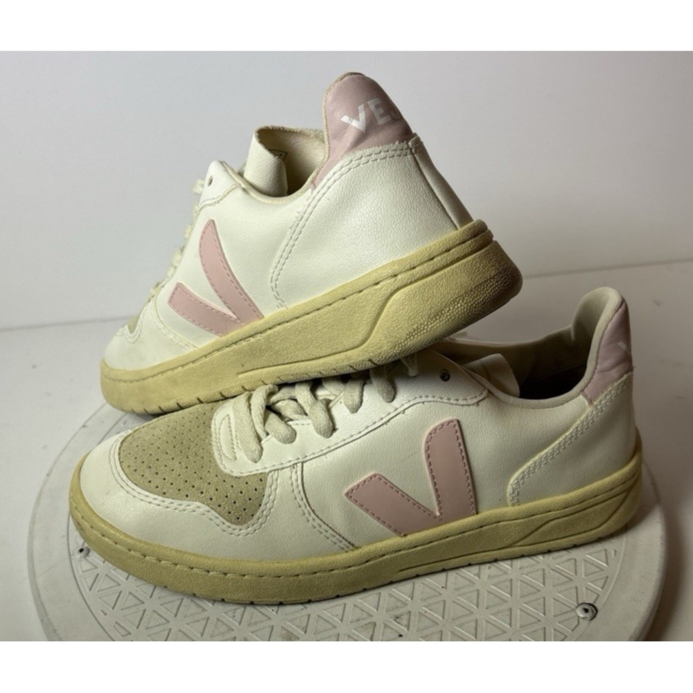 Womens Veja White Petale Pink Leather Sneakers Size  Women (